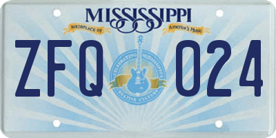MS license plate ZFQ024