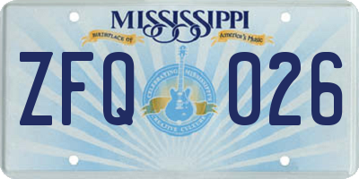 MS license plate ZFQ026