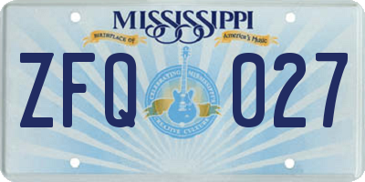 MS license plate ZFQ027