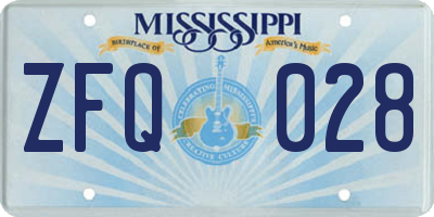 MS license plate ZFQ028