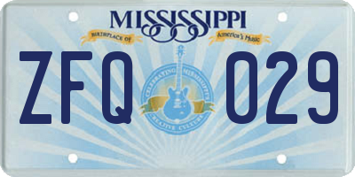 MS license plate ZFQ029