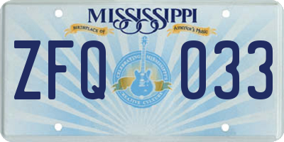 MS license plate ZFQ033