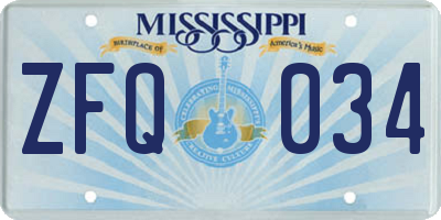 MS license plate ZFQ034