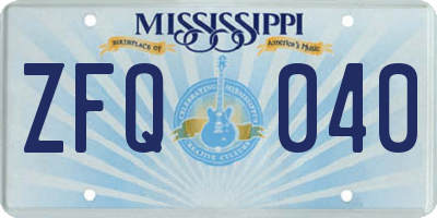 MS license plate ZFQ040