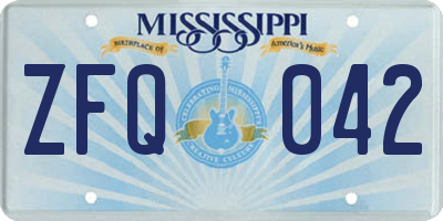 MS license plate ZFQ042