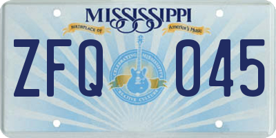 MS license plate ZFQ045