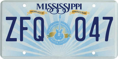 MS license plate ZFQ047