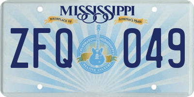MS license plate ZFQ049