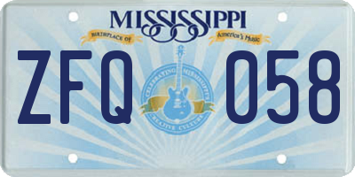MS license plate ZFQ058