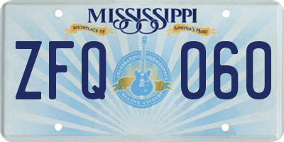 MS license plate ZFQ060