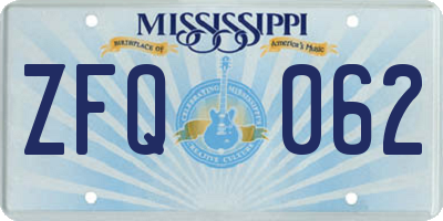 MS license plate ZFQ062