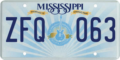 MS license plate ZFQ063
