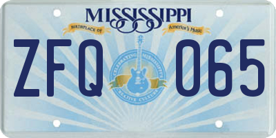 MS license plate ZFQ065