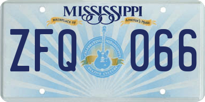 MS license plate ZFQ066