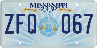 MS license plate ZFQ067