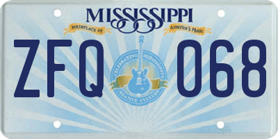 MS license plate ZFQ068