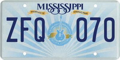 MS license plate ZFQ070