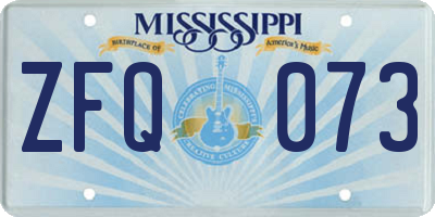 MS license plate ZFQ073