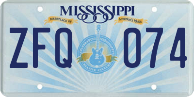 MS license plate ZFQ074