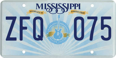 MS license plate ZFQ075
