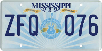 MS license plate ZFQ076