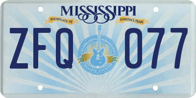 MS license plate ZFQ077