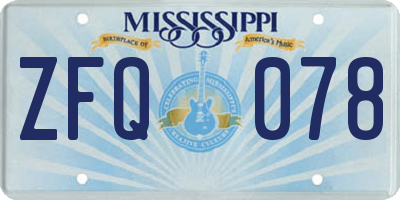MS license plate ZFQ078