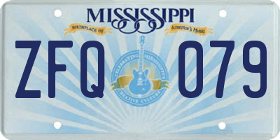 MS license plate ZFQ079