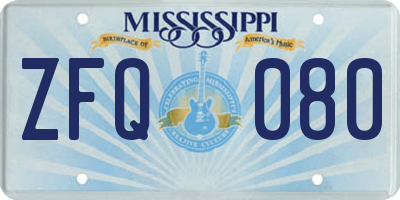 MS license plate ZFQ080