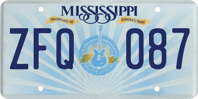 MS license plate ZFQ087