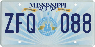 MS license plate ZFQ088