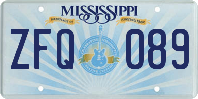 MS license plate ZFQ089