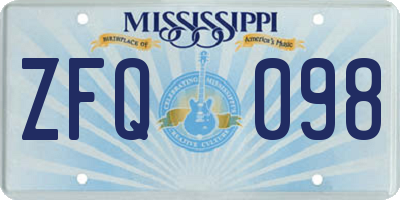 MS license plate ZFQ098