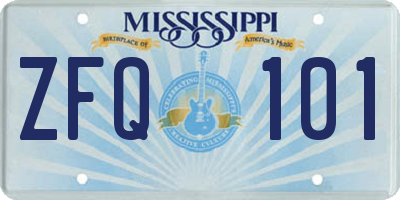 MS license plate ZFQ101