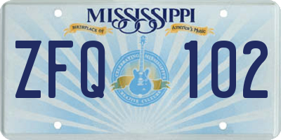 MS license plate ZFQ102