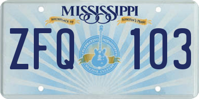 MS license plate ZFQ103