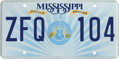 MS license plate ZFQ104