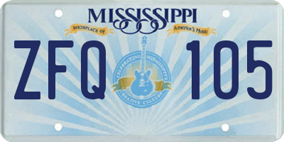 MS license plate ZFQ105