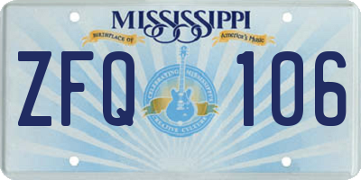 MS license plate ZFQ106