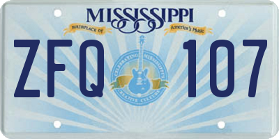 MS license plate ZFQ107