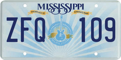 MS license plate ZFQ109