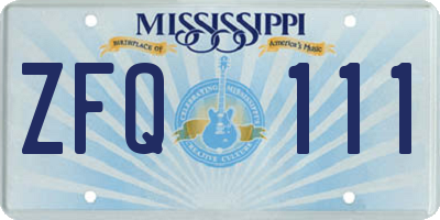 MS license plate ZFQ111