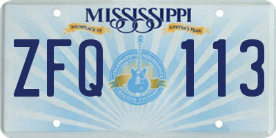 MS license plate ZFQ113