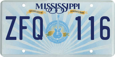 MS license plate ZFQ116