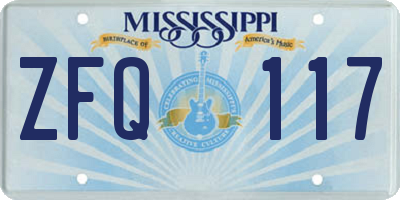 MS license plate ZFQ117