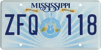 MS license plate ZFQ118