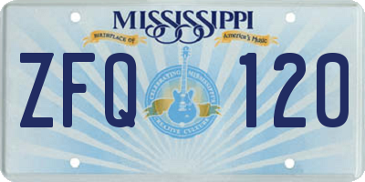 MS license plate ZFQ120