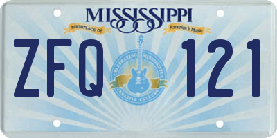 MS license plate ZFQ121