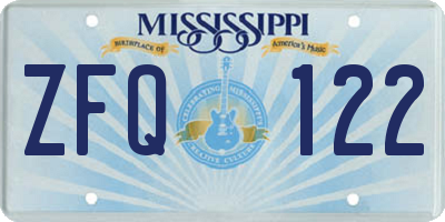 MS license plate ZFQ122
