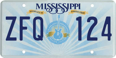 MS license plate ZFQ124